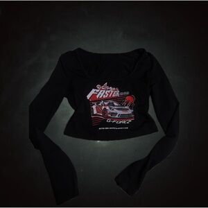 long sleeves racing crop top